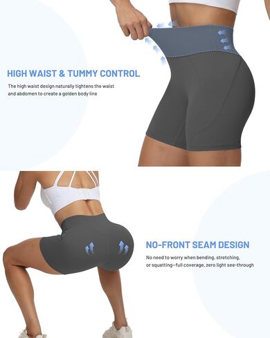 Moozava No Front Seam Womens 3"/5"/8" Workout Biker Shorts High Waisted Tummy Control Spandex Shorts for Yoga Running Gym in Saudi Arabia