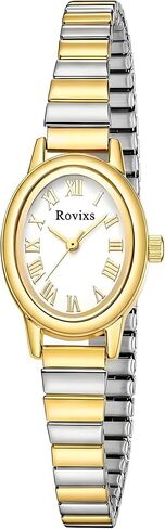 Small Gold Watches for Women - Vintage Oval Analog Quartz Watch with Stainless Steel Expansion Band, Dainty Easy Read Roman Numeral Dial, Waterproof Dress Wristwatch for Ladies Mom Gift in Saudi Arabia