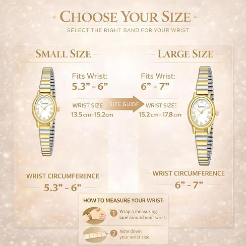 Small Gold Watches for Women - Vintage Oval Analog Quartz Watch with Stainless Steel Expansion Band, Dainty Easy Read Roman Numeral Dial, Waterproof Dress Wristwatch for Ladies Mom Gift in Saudi Arabia