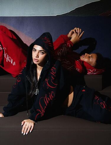 Aelfric Eden Boxy Embroidery Sweat Set for Women Men Oversized 2 Piece Lounge Matching Set Zip Up Hoodie Casual Streetwear in Kuwait