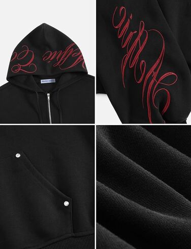 Aelfric Eden Boxy Embroidery Sweat Set for Women Men Oversized 2 Piece Lounge Matching Set Zip Up Hoodie Casual Streetwear in Kuwait
