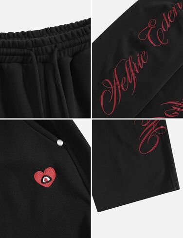 Aelfric Eden Boxy Embroidery Sweat Set for Women Men Oversized 2 Piece Lounge Matching Set Zip Up Hoodie Casual Streetwear in Kuwait