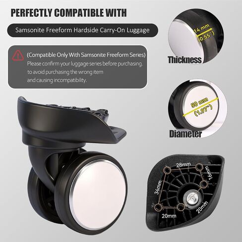 4Pack Wheels Replacement Kit Compatible With Samsonite Freeform Hardside Carry-On Luggage (Spinner Compatible Only With Samsonite Freeform Series) in Saudi Arabia