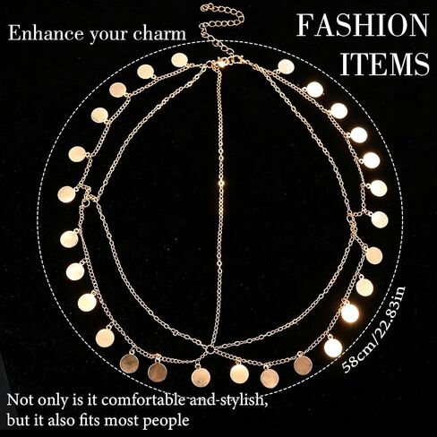 Boho Sequin Head Chain Gold Teardrop Forehead Headpiece Egyptian Layered Hair Chain Bohemia Festival Party Head Jewelry Hair Accessories for Women in Saudi Arabia