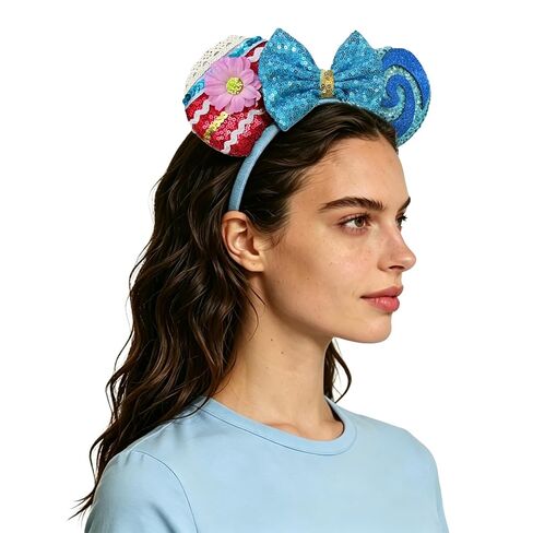 Blue Bow Mouse Ears Headband for Women, Adults, 1 Count (Pack of 1), Perfect for Theme Party, Cosplay, Birthday Party in Saudi Arabia
