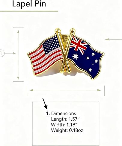 2 pcs American and Austrilia friendship flag pin, enamel cross nation flag pin, made of anovy, 1.57 inch length, 1.18 inch width, 0.18 oz weight in Saudi Arabia