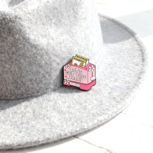 Funny Money Toaster Pin - Sarcastic Inspirational Enamel Pins Brooch for Backpacks, Jackets, Hats with "LET'S GET THIS BREAD" Hustle Culture Brooches Gift for Coworkers and Friends in Saudi Arabia