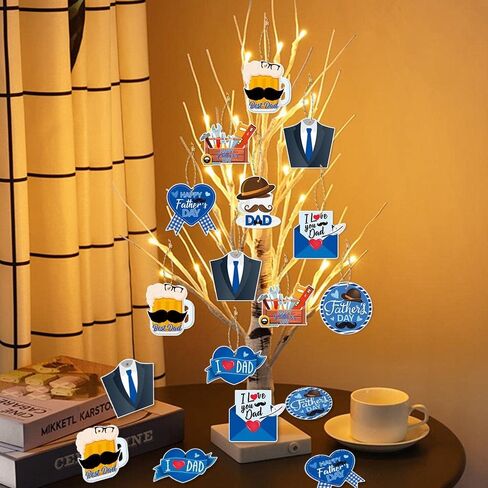 24 Pcs Father's Day Hanging Ornament - Happy Father's Day Decorations - Father Birthday Decorative Hanging Ornaments Father's Day Tree Ornaments Pendant for Father's Day Party Supplies in Saudi Arabia