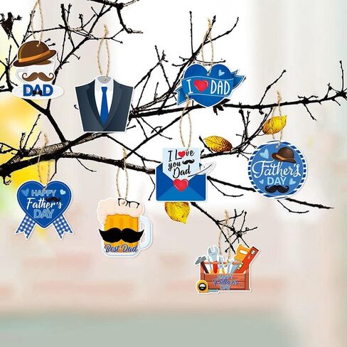 24 Pcs Father's Day Hanging Ornament - Happy Father's Day Decorations - Father Birthday Decorative Hanging Ornaments Father's Day Tree Ornaments Pendant for Father's Day Party Supplies in Saudi Arabia