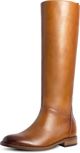 Women's Flat Boots Knee High Round Toe Low Heel Comfortable Side Zipper Long Tall Fall Riding Boots for Women in Saudi Arabia