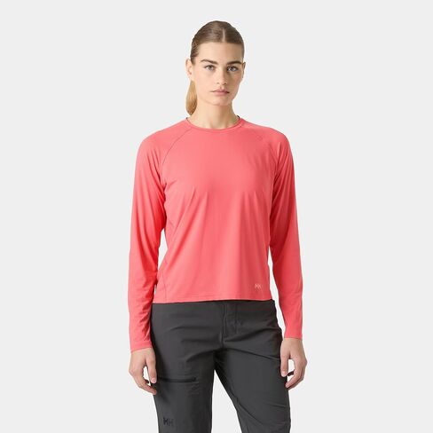 Helly-Hansen Shine Solen LS Crew - تي شيرت نسائي للأداء، حماية من الأشعة فوق البنفسجية، سريع الجفاف، قميص رياضي مسامي in Kuwait