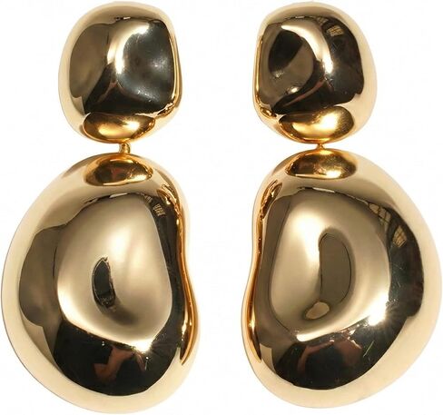 Chunky Geometric Drop Earrings for Women, Bold Statement Dangle Earrings, 18K Gold or Silver Plated, Oversized Trendy Fashion Jewelry, Vintage Unique Design in Kuwait