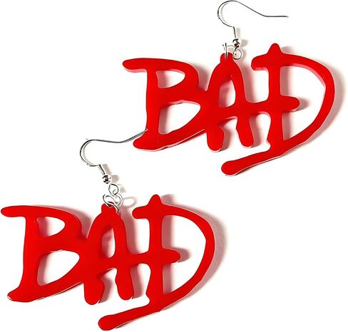 Red BAD Acrylic Dangle Earrings, Graffiti Letter Drop Earrings, 2.0 x 1.2 Inch in Kuwait