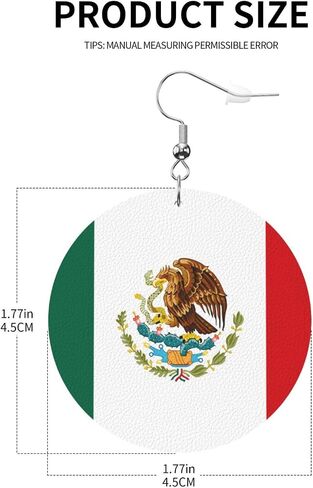 Mexico Flag Faux Leather Earrings For Women Lightweight Round Dangle Earrings Gift in Saudi Arabia