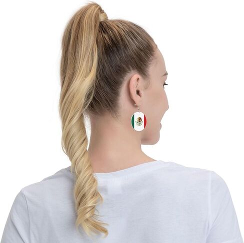 Mexico Flag Faux Leather Earrings For Women Lightweight Round Dangle Earrings Gift in Saudi Arabia
