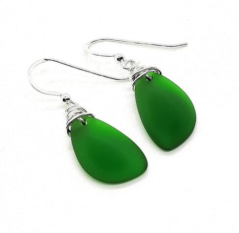 Popular Recycled Sea Glass Earrings on Sterling Silver Hooks in Saudi Arabia