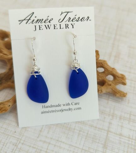 Popular Recycled Sea Glass Earrings on Sterling Silver Hooks in Saudi Arabia