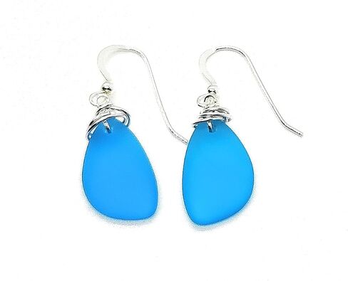 Popular Recycled Sea Glass Earrings on Sterling Silver Hooks in Saudi Arabia