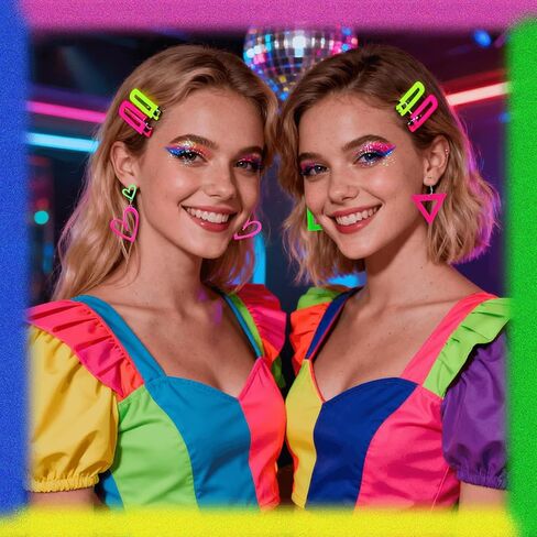 4 Pairs 80s 90s Neon Earrings for Women Retro Acrylic Jewelry for Glow Party Accessories Halloween Cosplay Music Festival Costume in Saudi Arabia