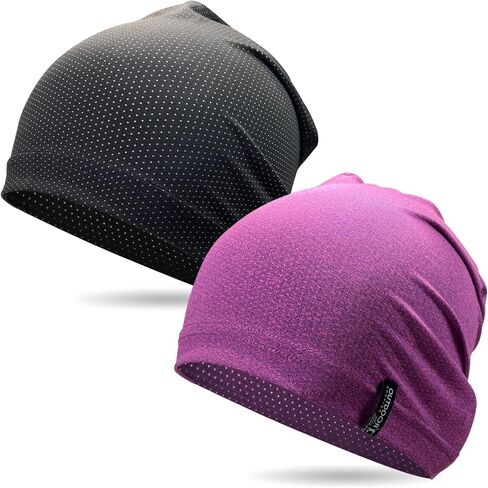 OUTDOOR SHAPING 2 Pcs Cooling Skull Caps for Men Women, Breathable 3D Mesh Lightweight Slouchy Beanie for Cycling Gym Running in Saudi Arabia