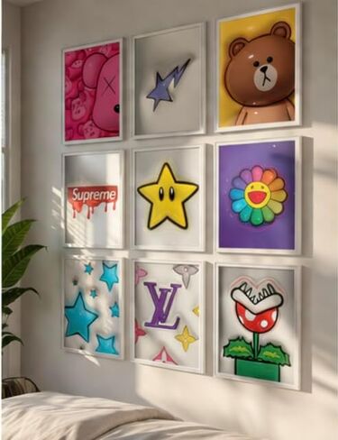 CREAARO Hypebeast Posters Trendy Wall Decor Sneakerhead Room Decor For Teen Boys Room Girl Wall Collage Art Prints Glass Effect Painting 9pcs set 8x10 inch in Saudi Arabia