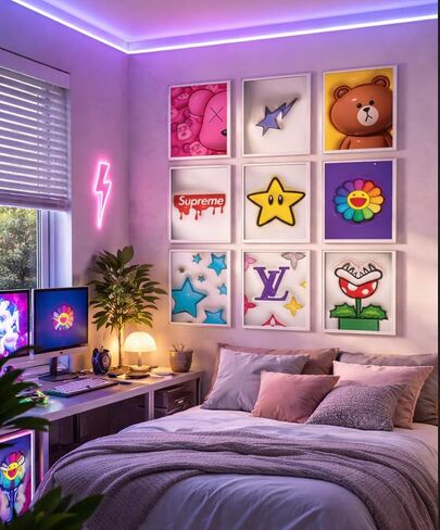 CREAARO Hypebeast Posters Trendy Wall Decor Sneakerhead Room Decor For Teen Boys Room Girl Wall Collage Art Prints Glass Effect Painting 9pcs set 8x10 inch in Saudi Arabia
