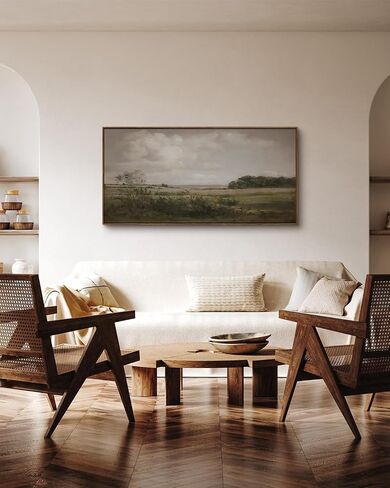 InSimSea Extra Large Framed Vintage Wall Art, Living Room Country Farmhouse Decor, Flower Meadow Landscape Paintings, Canvas Prints, Retro Scenery Long Pictures for Bedroom Above of Bed,24x48inch in Saudi Arabia