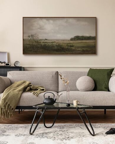 InSimSea Extra Large Framed Vintage Wall Art, Living Room Country Farmhouse Decor, Flower Meadow Landscape Paintings, Canvas Prints, Retro Scenery Long Pictures for Bedroom Above of Bed,24x48inch in Saudi Arabia