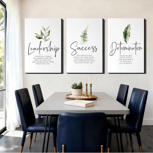 Set of 3 Framed Canvas Art - Motivational Office Wall Decor, Leadership/Success Quotes with Leaves, Inspirational Prints for Bedroom, Framed Positive Vibe Wall Art in Saudi Arabia