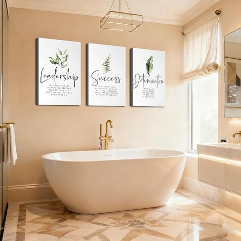 Set of 3 Framed Canvas Art - Motivational Office Wall Decor, Leadership/Success Quotes with Leaves, Inspirational Prints for Bedroom, Framed Positive Vibe Wall Art in Saudi Arabia