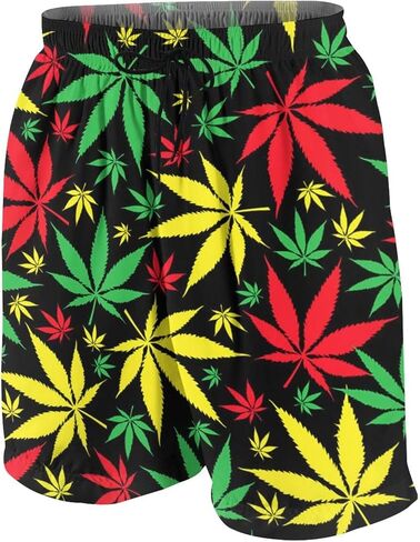 سروال سباحة للرجال من SARA NELL، سروال سباحة Reggae Rasta Marijuana Leaf Weed Surfing Beach Board Shorts ملابس سباحة بيضاء in Kuwait