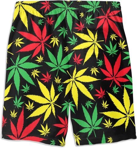 سروال سباحة للرجال من SARA NELL، سروال سباحة Reggae Rasta Marijuana Leaf Weed Surfing Beach Board Shorts ملابس سباحة بيضاء in Kuwait