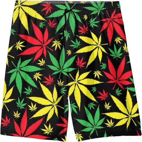 سروال سباحة للرجال من SARA NELL، سروال سباحة Reggae Rasta Marijuana Leaf Weed Surfing Beach Board Shorts ملابس سباحة بيضاء in Kuwait