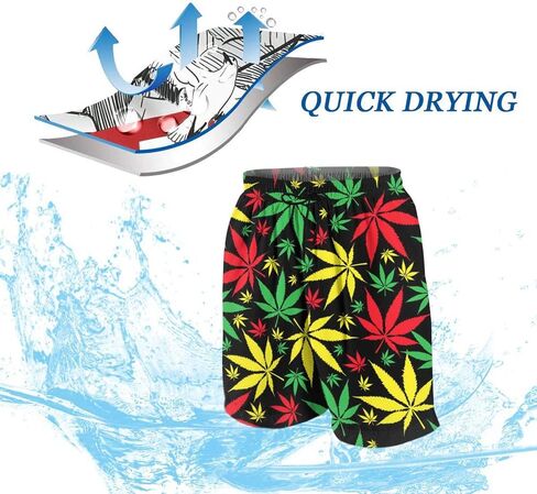 سروال سباحة للرجال من SARA NELL، سروال سباحة Reggae Rasta Marijuana Leaf Weed Surfing Beach Board Shorts ملابس سباحة بيضاء in Kuwait