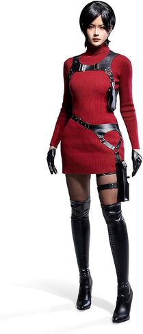 OSIAS Ada Wong Cosplay Costume For Women -Thick & Stretchy Red Knit Sweater Dress, Adjustable Holster & Belt in Kuwait