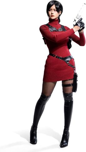 OSIAS Ada Wong Cosplay Costume For Women -Thick & Stretchy Red Knit Sweater Dress, Adjustable Holster & Belt in Kuwait