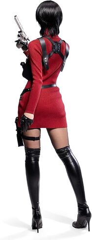 OSIAS Ada Wong Cosplay Costume For Women -Thick & Stretchy Red Knit Sweater Dress, Adjustable Holster & Belt in Kuwait