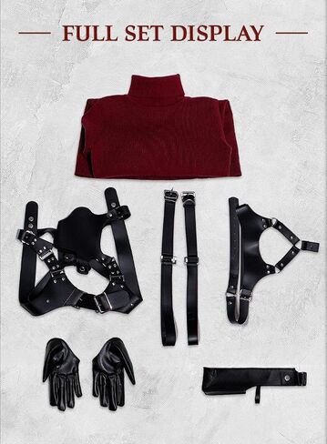 OSIAS Ada Wong Cosplay Costume For Women -Thick & Stretchy Red Knit Sweater Dress, Adjustable Holster & Belt in Kuwait
