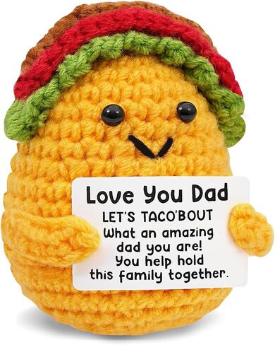 Fathers Day Dad Gifts from Daughter Son Wife - Handmade Positive Crochet Taco Plush, Funny Stepdad Bonus Dad Papa Father’s Day Birthday Gifts, Best Dads Ever Gift, First I Love You Gift for New Dads in Saudi Arabia