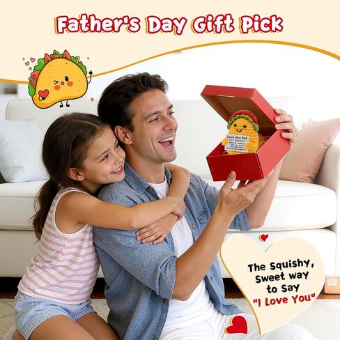 Fathers Day Dad Gifts from Daughter Son Wife - Handmade Positive Crochet Taco Plush, Funny Stepdad Bonus Dad Papa Father’s Day Birthday Gifts, Best Dads Ever Gift, First I Love You Gift for New Dads in Saudi Arabia
