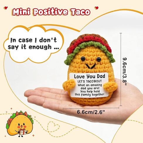 Fathers Day Dad Gifts from Daughter Son Wife - Handmade Positive Crochet Taco Plush, Funny Stepdad Bonus Dad Papa Father’s Day Birthday Gifts, Best Dads Ever Gift, First I Love You Gift for New Dads in Saudi Arabia