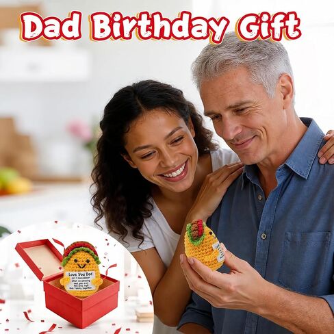 Fathers Day Dad Gifts from Daughter Son Wife - Handmade Positive Crochet Taco Plush, Funny Stepdad Bonus Dad Papa Father’s Day Birthday Gifts, Best Dads Ever Gift, First I Love You Gift for New Dads in Saudi Arabia