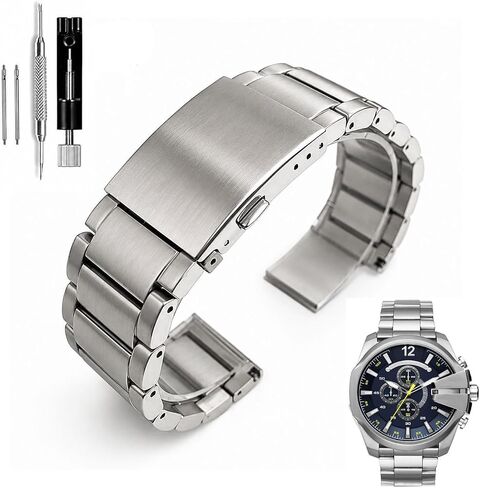 Replacement Watch Band Compatible with Diesel Mega Chief watch. Solid Heavy Metal Bracelet Compatible with models DZ1657, DZ4280, DZ4281, DZ4282, DZ4283, DZ4290, DZ4291 in Saudi Arabia
