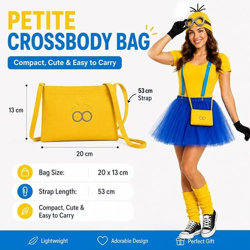 Women's Yellow and Blue Character Costume Set, Tutu Skirt, Beanie, Goggles, Suspenders in Saudi Arabia