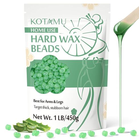 Wax Beads, KOTAMU 450G Aloe Hair Removal Hard Wax Beads For Thick, Stubborn Body Hair, Leg Waxing in Kuwait
