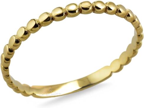 LA BLINGZ Dainty Solid Gold Beaded Ring Band for Women – 10K/14K Stackable Yellow, White & Rose Gold Ring – Delicate Minimalist Jewelry in Saudi Arabia