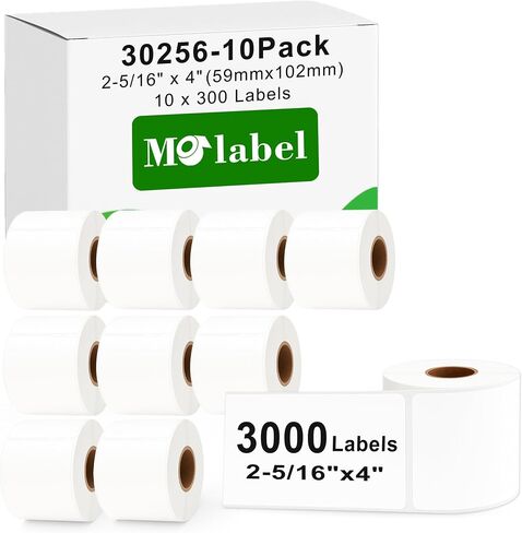 Shipping Labels Replacement for DYMO 30256 (2-5/16" x 4") Compatible with DYMO Labelwriter 450, 4XL, Rollo & Zebra Desktop Printers [10 Rolls/3000 Labels] in Kuwait