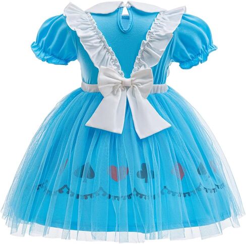 Wonderland Princess Girls Dress Costume with Crown Wand Jewelry Accessories for Toddler Halloween Birthday Party in Saudi Arabia