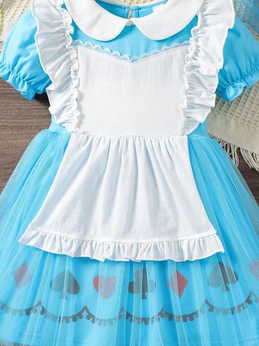 Wonderland Princess Girls Dress Costume with Crown Wand Jewelry Accessories for Toddler Halloween Birthday Party in Saudi Arabia
