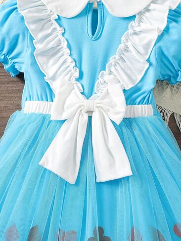 Wonderland Princess Girls Dress Costume with Crown Wand Jewelry Accessories for Toddler Halloween Birthday Party in Saudi Arabia